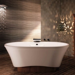 freestanding bathtub on display at the Immerse Showroom in St. Louis