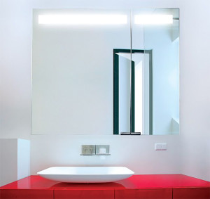 Designer bathroom mirror on display at the Immerse Showroom