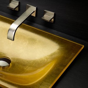 Luxury bathroom faucet and sink on display at Immerse