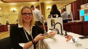 Beth was a fan of the gnurling (look closely) on this Sigma faucet. Several manufacturers are embracing this design detail for bathroom faucets.