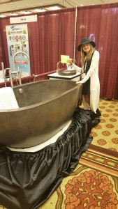 We LOVED this manufactured stone - concrete freestanding tub by Native Trails! 