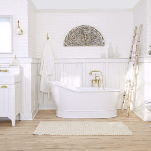 luxury bathtub in designer bathroom