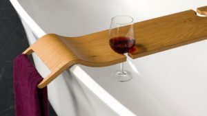 Wine caddy for your Bathtub Available at Immerse
