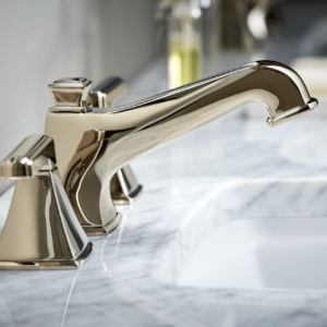 connelly widespread bathroom faucet on display at the immerse showroom
