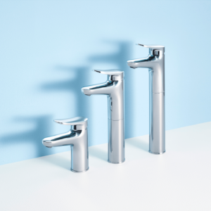 lf faucet series on display at the immerse showroom in st. louis