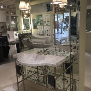 luxury vanity top, sink, faucet and mirror on display at the immerse bathroom furniture gallery