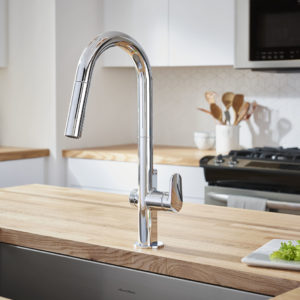 delta luxury faucet on display at the immerse fixtures showroom in st. louis
