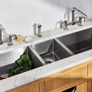 waterworks kitchen sinks and faucets on display at the immerse showroom in st. louis