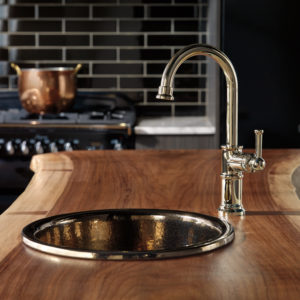 luxury kitchen faucet and alape sink on display at the immerse showroom in st. louis