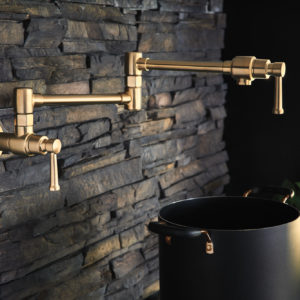 luxury kitchen faucet on display at the immerse showroom in st. louis