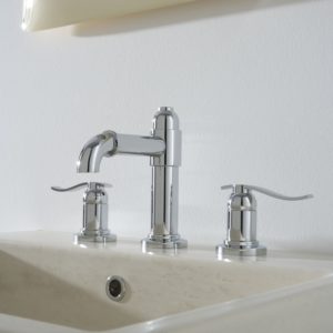 kitchen sink faucet on display at the immerse fixtures showroom in st. louis