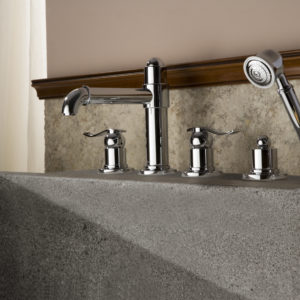 Bali style kitchen sink fixtures on display at the Immerse showroom