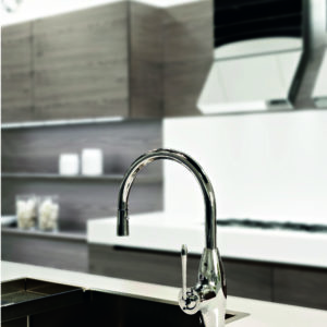 kwc kitchen sink faucet on display at the immerse showroom in st. louis