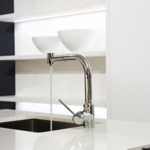 kwc faucet on display at the immerse fixtures showroom in st. louis