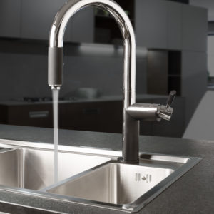luxury kitchen faucet on display at the immerse gallery showroom