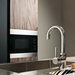 kohler kitchen sink faucet on display at the immerse showroom in st. louis
