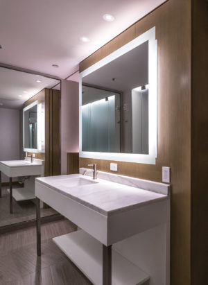 integrity electric mirror and vanity on display at the immerse showroom in st. louis