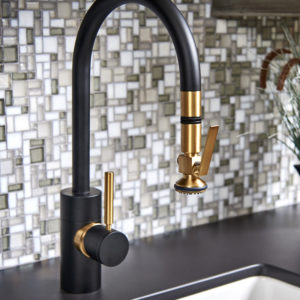 waterstone kitchen faucet on display at the immerse showroom in st. louis