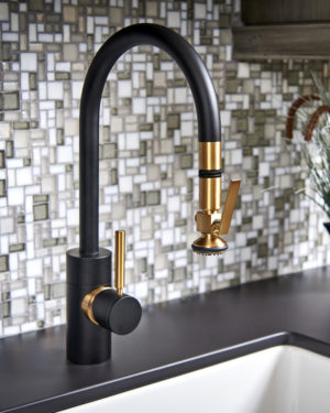 waterstone kitchen faucet on display at the immerse showroom in st. louis