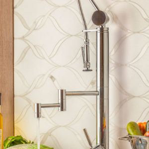 waterstone pull-down kitchen faucet on display at the immerse showroom