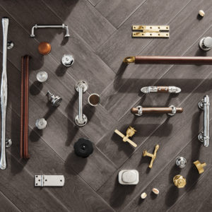 atlas bathroom cabinet hardware on display at the immerse showroom