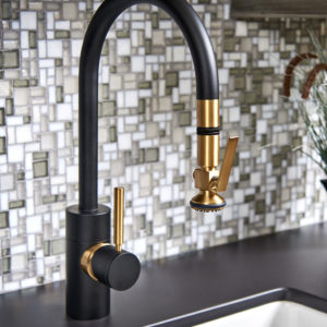 luxury waterstone faucet on display at the immerse gallery showroom in st. louis