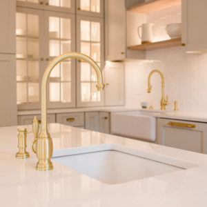 luxury waterstone faucet and fixtures on display at the immerse gallery showroom