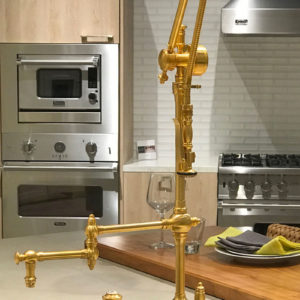 luxury waterstone faucet on display at the immerse showroom in st. louis