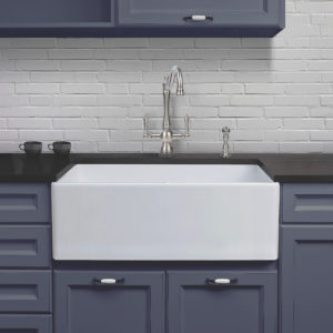 blanco farmhouse sink and faucet on display at the immerse showroom