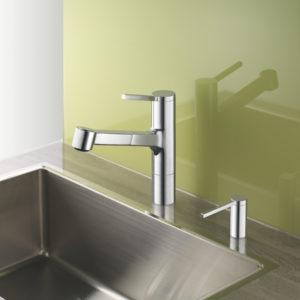 kwc kitchen faucet and sink on display at the immerse showroom in st. louis