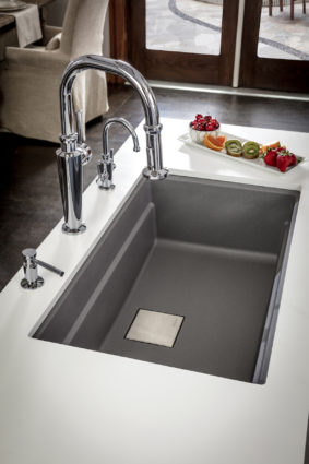 franke kitchen sink and faucet at the immerse fixtures showroom in st. louis