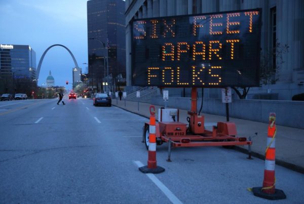 modot sign with stl arch in the background for immerse's may 18th reopening