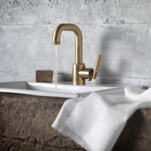 rohl faucet and stoneforest sink at immerse showroom in st. louis