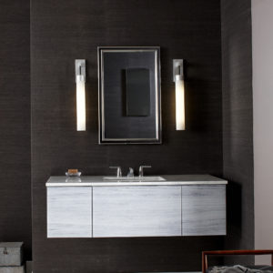 vanity, sink, mirror, and lighting at the immerse kitchen and bathroom showroom in st. louis