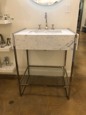 dxv sink and faucet at the immerse kitchen and bathroom showroom gallery in st. louis