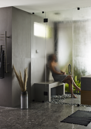 steamist steam shower available on display at the immerse bathroom showroom in st. louis