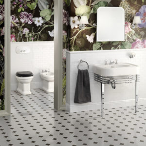 bathroom sink, toliets, and mirrors at the immerse product supply showroom in st. louis