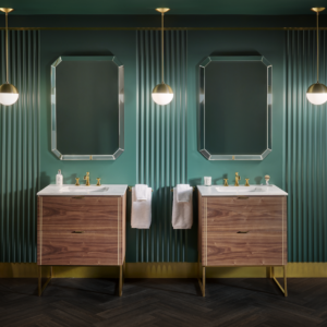 bathroom sinks, vanities, mirrors, and lighting at the immerse designer showroom in st. louis