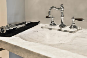 high end faucet and sink at the immerse kitchen and bath showroom