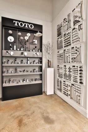 toto plumbing hardware and bathroom products section at the immerse showroom