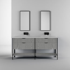 immerse bathroom vanities and lighted mirrors at showroom in st. louis