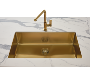 lavello gold sink and faucet on display at the immerse gallery in stl