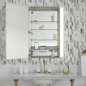 lighted bathroom vanity mirror on display at immerse