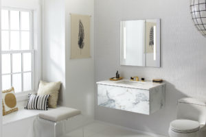 bathroom mirror and vanity on display at the immerse showroom