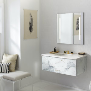 bathroom mirror and vanity on display at the immerse showroom