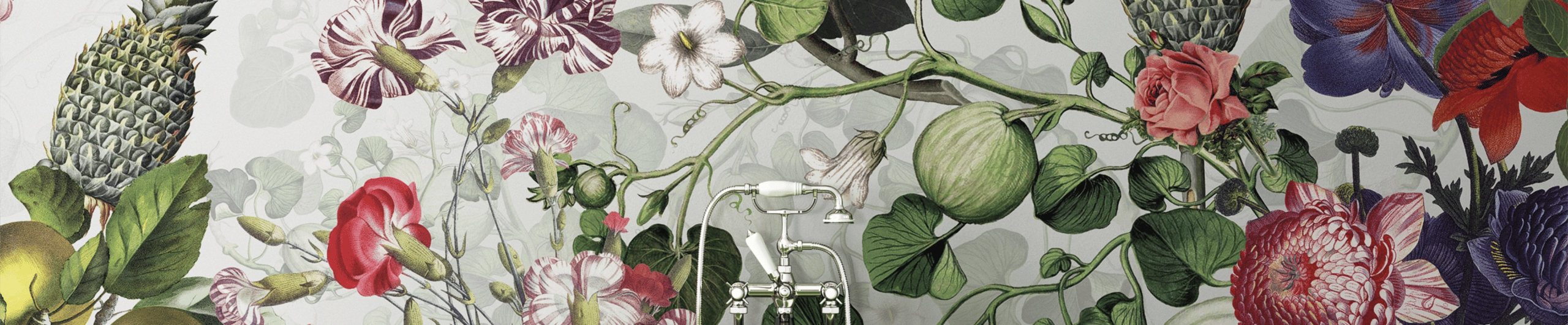 bathroom foral wallcovering